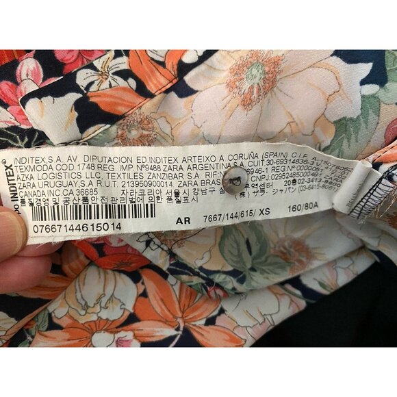 Zara Women's Long‎ Sleeve Multi Color Floral Shirt Blouse Size XS Made in Spain - Picture 12 of 16